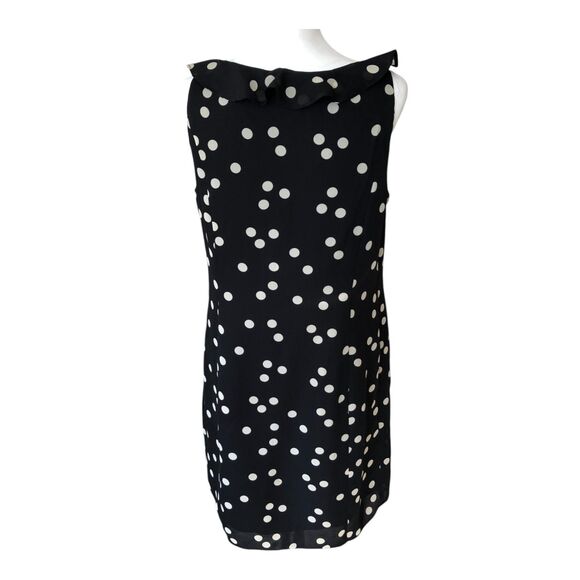 ADRIANNA PAPELL Black Polka Dot Sleeveless Feminine Ruffle Sheath Dress 12 - Picture 4 of 12